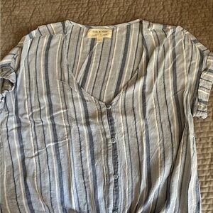 Cloth & Stone Blue and Gray Striped Shirt